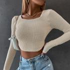 Long Sleeve Waffle Crop T-shirt