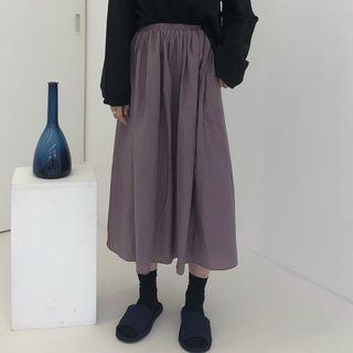 A-line Plain Skirt Purple - One Size