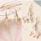 Unicorn Drop Earring 1 Pair - 17 - 3128 3128 - Pink & White & Yellow & Gold - One Size