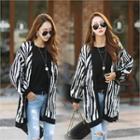 Open-front Patterned Cardigan Black - One Size