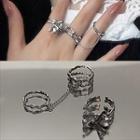 Bow Rhinestone Alloy Open Ring / Chained Alloy Double Ring / Set