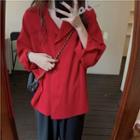 Loose-fit Plain Shirt Red - One Size