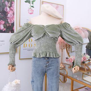 Boatneck Velvet Crop Top