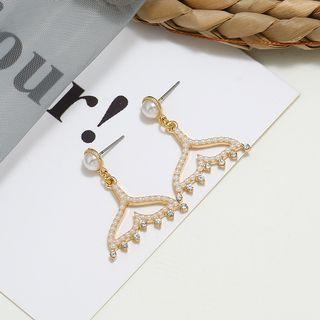 Faux Pearl Whale Tail Dangle Earring White - One Size