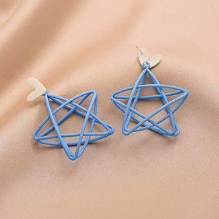 Hollow Star Drop Earring 1 Pair - Blue - One Size