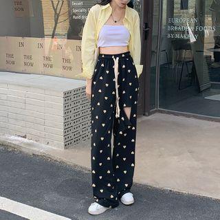 Shirt / Heart Print Wide Leg Pants