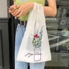 Flower Embroidered Organza Tote Bag