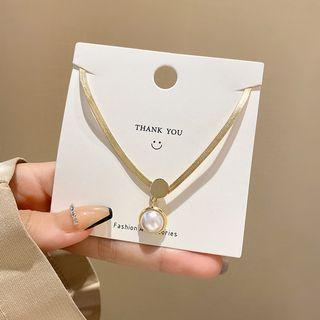 Faux Pearl Necklace X848 - Gold - One Size