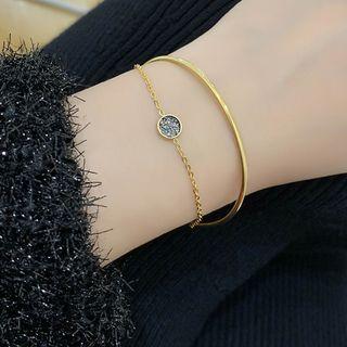 Rhinestone Layered Bracelet Gold - One Size