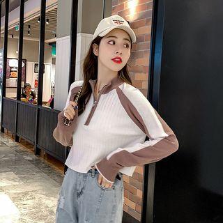 Mock-neck Half-zip Knit Top