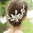 Bridal Rhinestone Flower Side Hair Clip White - One Size