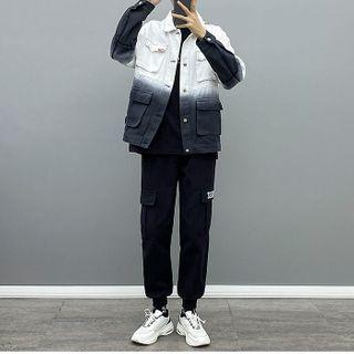 Gradient Jacket / Mock Two-piece T-shirt / Jogger Pants / Sneakers / Set