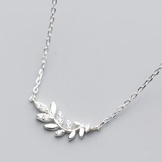 925 Sterling Silver Rhinestone Branches Necklace