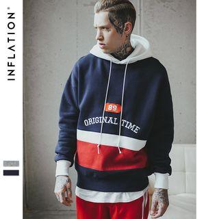 Colorblock Embroidered Hooded Pullover