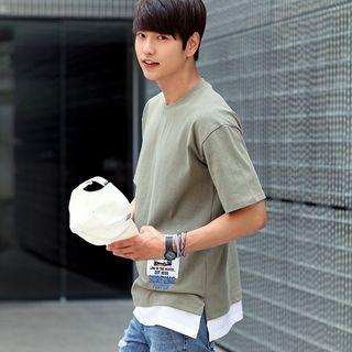 Layered-hem Appliqu  T-shirt