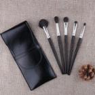 Set Of 5: Makeup Brush With Case - Set Of 5 - Black - One Size