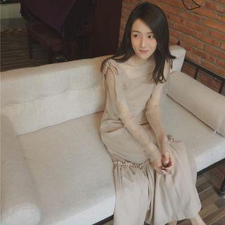 Shoulder-tie Midi Chiffon Dress