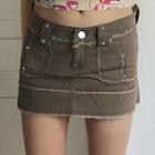Plain Cargo Denim Skirt