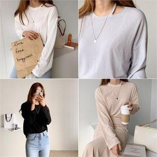 Cutout-detail Plain T-shirt