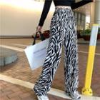 High-waist Zebra Print Wide-leg Pants