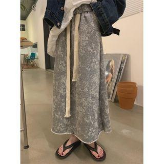 Tie-dyed Midi A-line Skirt Gray - One Size