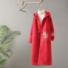Frog Button Embroidered Fleece Jacket
