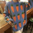 Carrot Print Knit Sweater