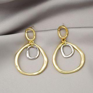 Irregular Alloy Hoop Dangle Earring E2683 - 1 Pr - Gold & Silver - One Size