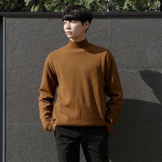 Mock-turtleneck Cutout-hem Knit Top