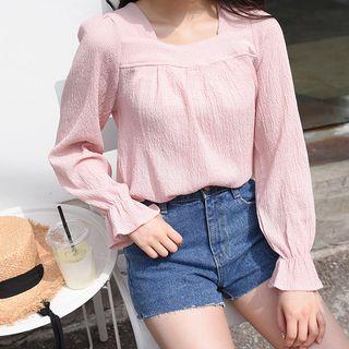 Square-neck Seersucker Top