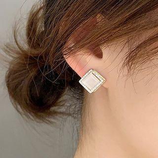 Cat Eye Stone Rhinestone Square Earring 1 Pair - One Size