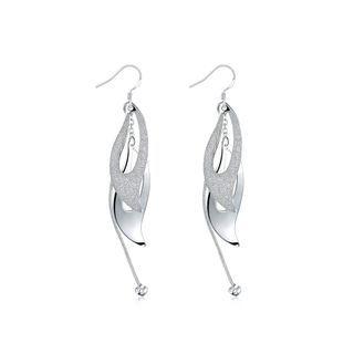 Simple Double Leaf Earrings Silver - One Size