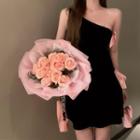 One Sleeve Ribbon A-line Dress