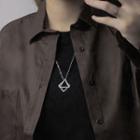 Triangle Pendant Alloy Necklace 1pc - Silver - One Size