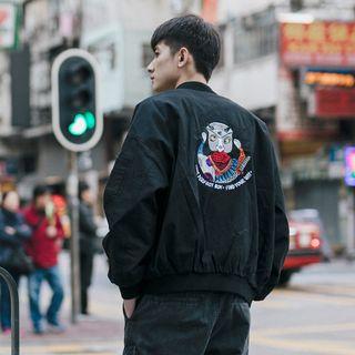 Embroidered Back Bomber Jacket