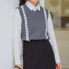Lace Trim V-neck Knit Vest