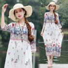 Ethnic 3/4-sleeve Dress