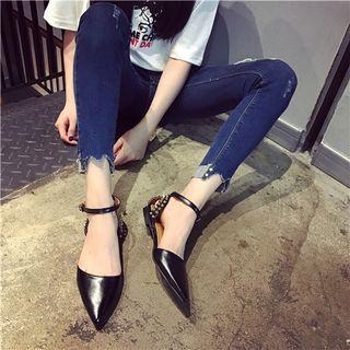 Pointy-toe Studded Flat Sandals