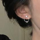 Star Circle Stud Earring 1880a - 1 Pair - Star Earring - Silver - One Size
