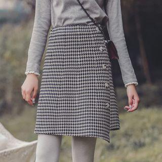 Houndstooth Mini Skirt Houndstooth - Black & White - One Size