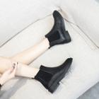 Faux Leather Low-heel Ankle Boots