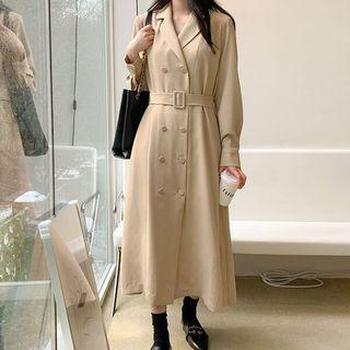 Double-breasted Maxi Jacket Dress With Belt