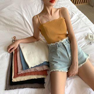 Wood Ear Trim Knit Camisole Top