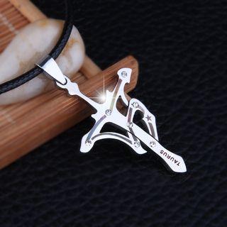 Stainless Steel Zodiac Cross Pendant Necklace Taurus - One Size