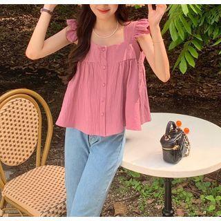 Ruffle Sleeves Square Neck Top