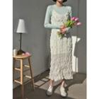 Spaghetti-strap Textured Long Pinafore Dress