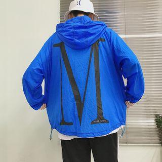 Couple Matching Lettering Hooded Zip-up Jacket
