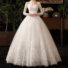 Long-sleeve Lace Wedding Ball Gown / Set