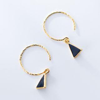 925 Sterling Silver Triangle Open Hoop Earrings