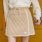 Zip-side Piped Quilted Miniskirt